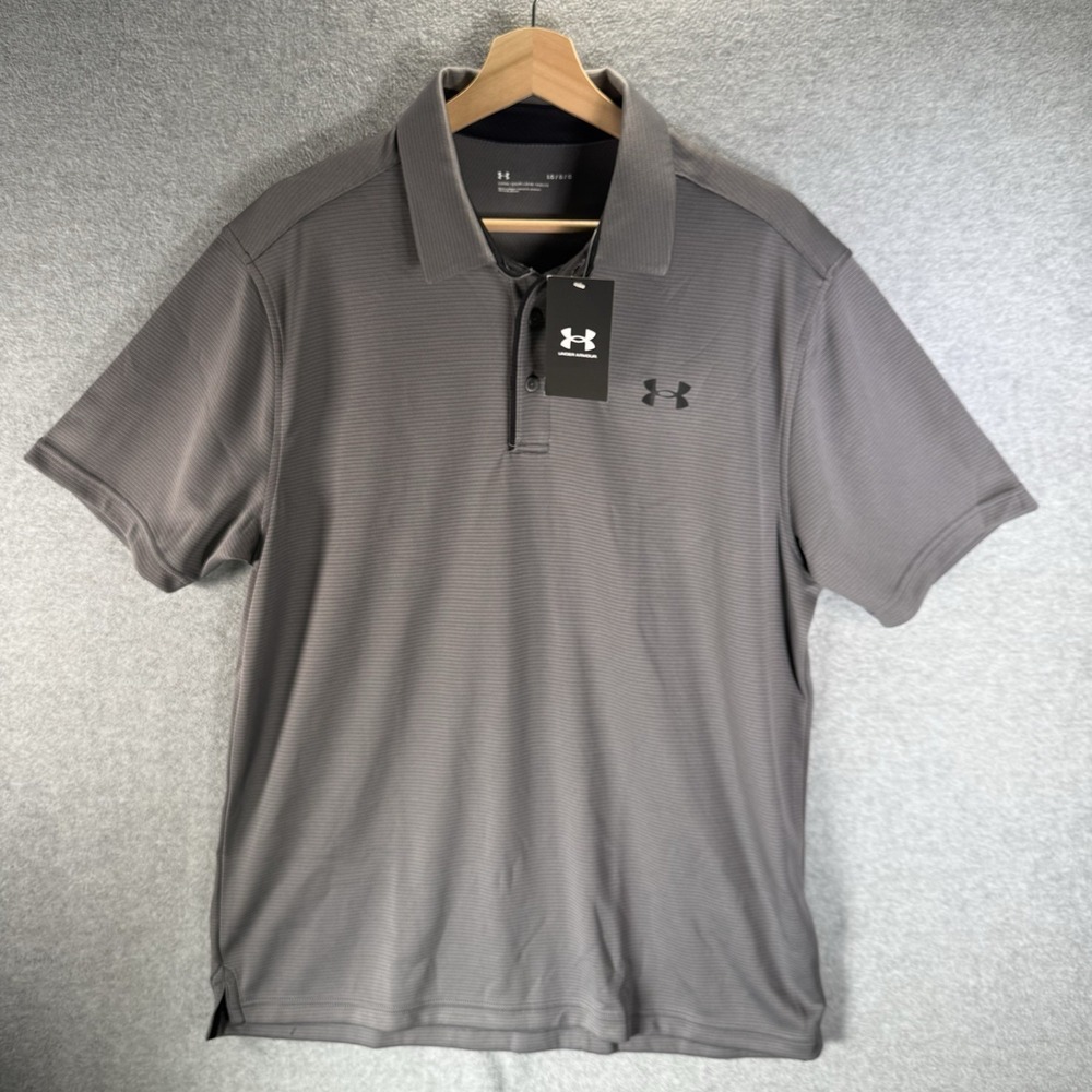 Under Armour Men's Golf Performance Polo Shirt Gray HeatGear Loose Fit Large NWT